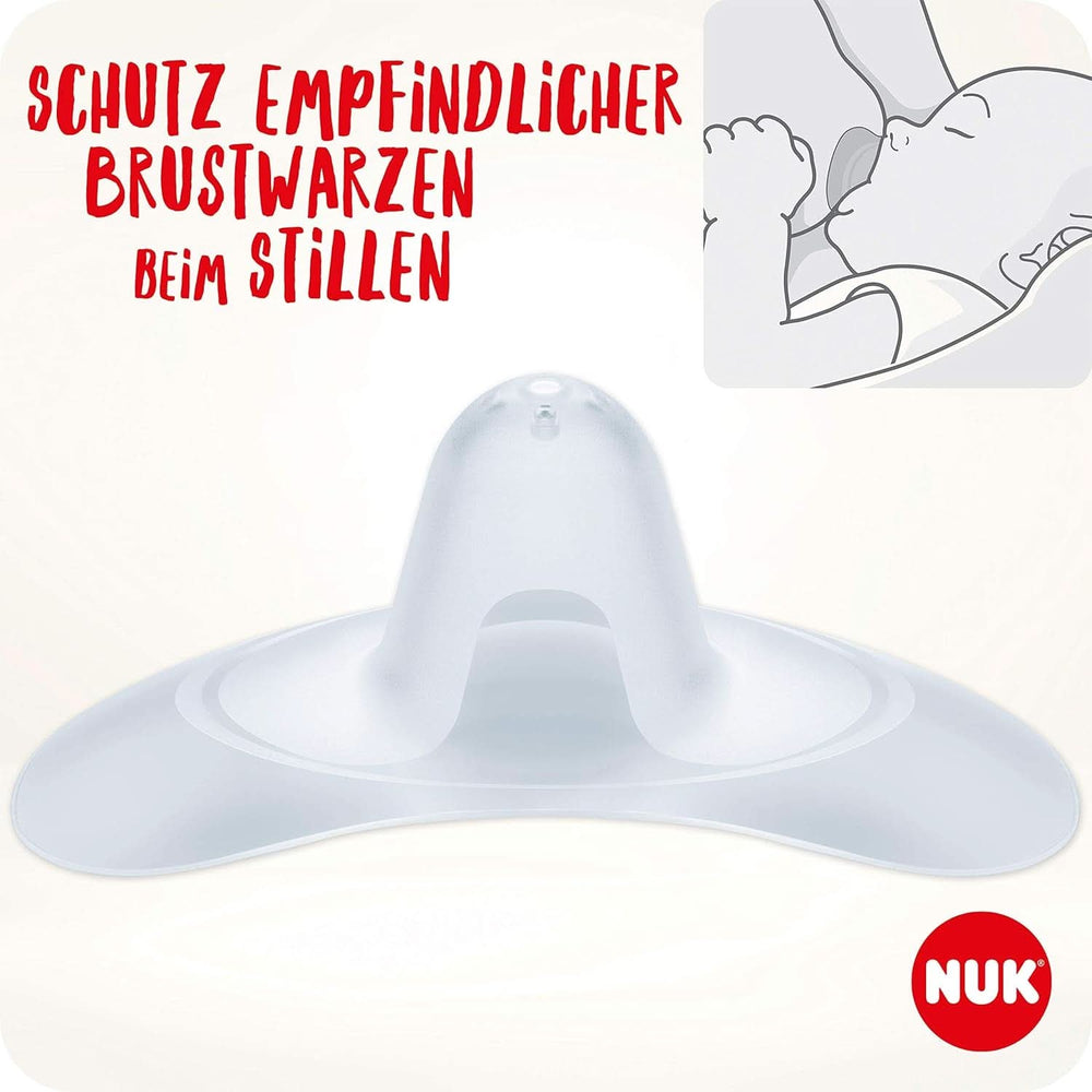 NUK Stillhütchen | Brusthütchen Zum Stillen | Schützt Vor Wunden Brustwarzen | Dünnes Silikon | Taglia M (20Mm) | Compreso Schutzdose | 2 Stück Alimenti per bambini e Accessori per l'allattamento al seno Naty Shop