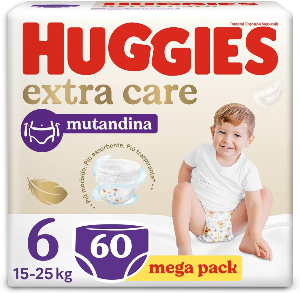 Pannolini Huggies Extra Care, taglia 6, 15-25 kg, 60 pezzi