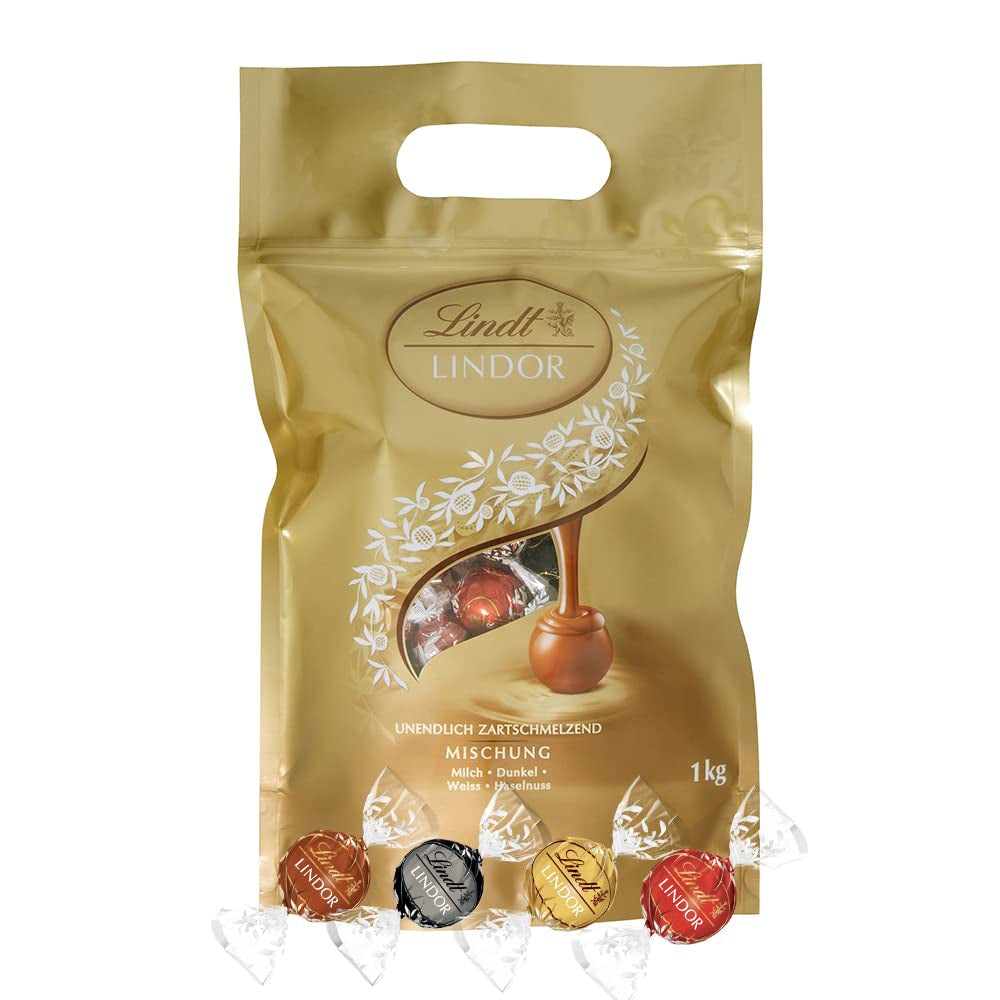 Preparato al cioccolato LINDOR | 1371 gr | ca. 109 palline: Mix classico per palline di cioccolato al latte e LINDOR | ca. 80 palline di cioccolato (al latte, bianco, fondente 60%, nocciola) | Confezione sfusa, 1 kg