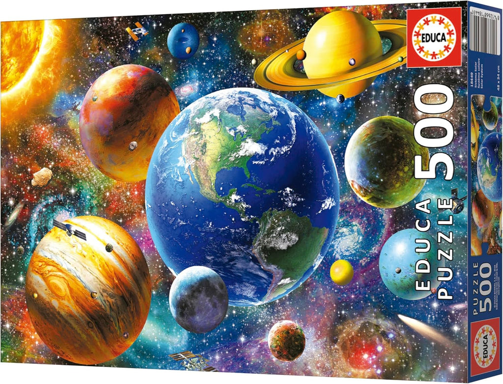 Educa - Puzzle 500 piese pentru adulti | Sistem solar, puzzle 500 piese pentru adulti si copii de la 11 ani, planete, spatiu, spatiu (18449) Puzzle Naty Shop