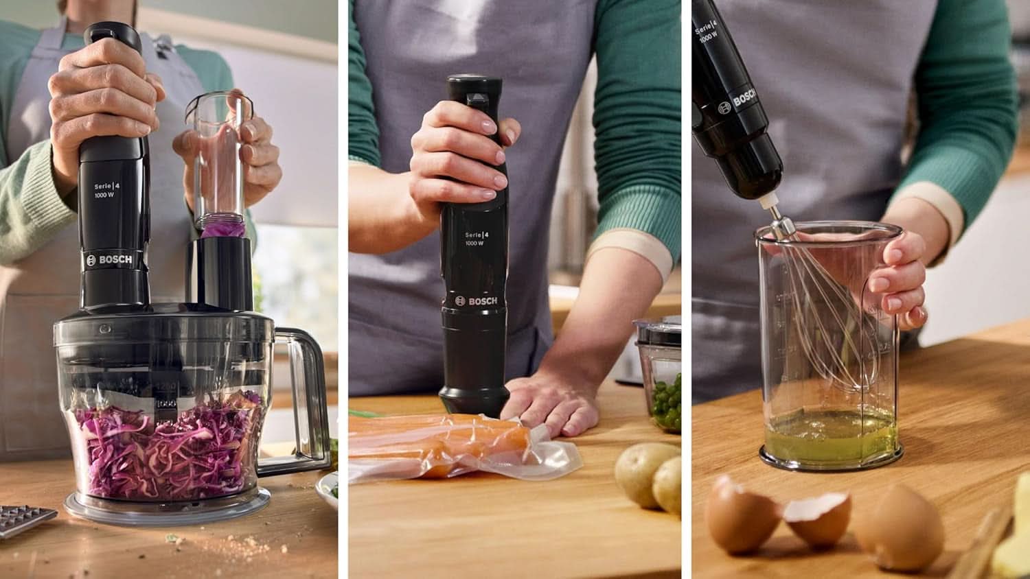 Robot da cucina Bosch Ergomaster Serie 4, 1000 Watt, Edelstahl-Mixstab, Zerkleinerer, Mix-/Messbecher, Schwarz Kitchen Naty Shop