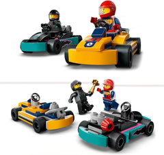 Go-Kart LEGO City con piloti, set di 2 minifigure di piloti e auto da corsa, macchinine giocattolo per ragazzi e ragazze di 5 anni, regalo divertente per bambini 60400 Set da costruzione Besuche den LEGO-Store