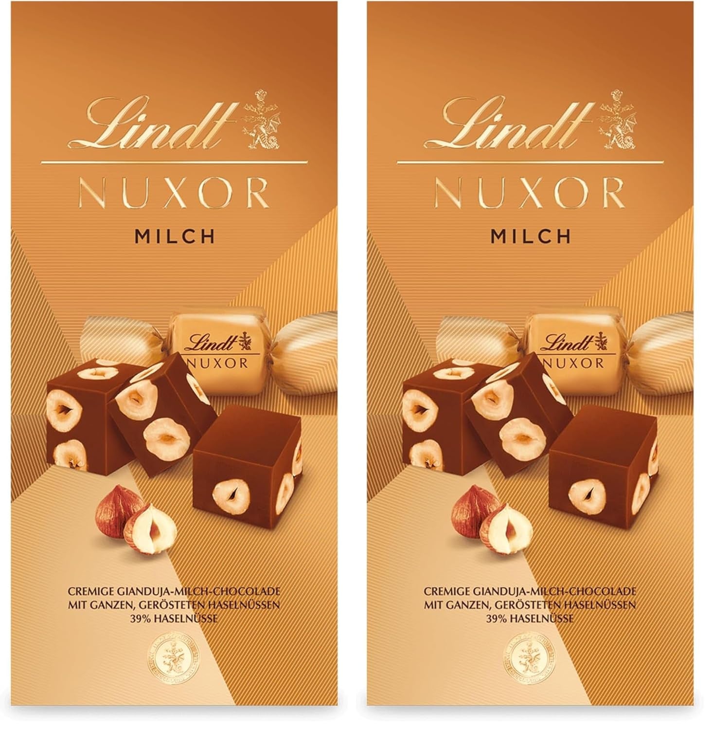 Cioccolata Lindt | Bustina di cioccolato al latte NUXOR | 103g| Cubetti Cremosi Di Cioccolato Al Latte Gianduja Con Nocciole Tostate | Regalo di cioccolato