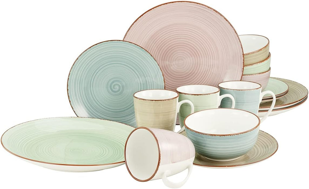 CreaTable, 22582, seria SAMBA, set de veselă cu 16 piese pentru 4 persoane, serviciu combinat din porțelan, potrivit pentru mașina de spălat vase și cuptorul cu microunde, producție de calitate