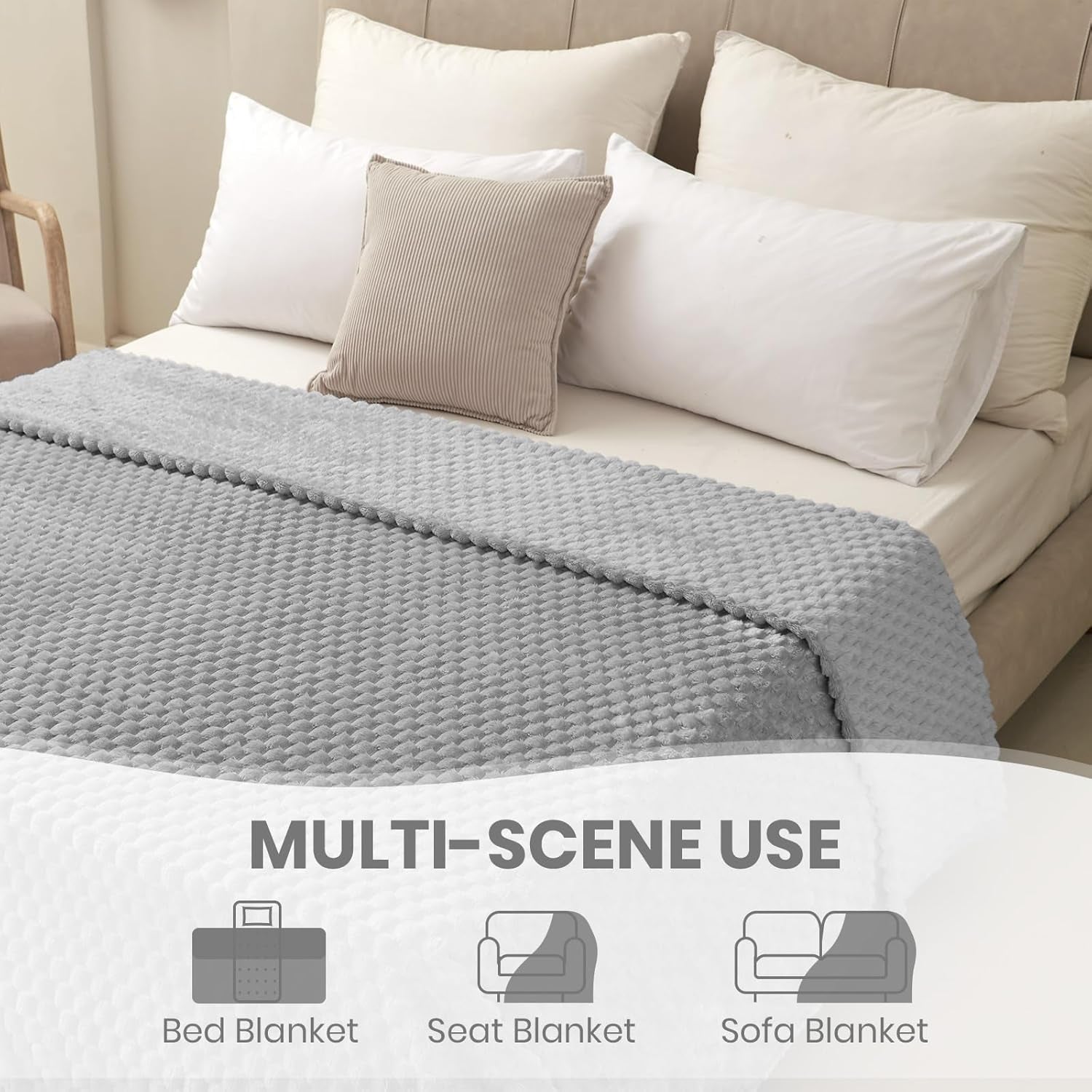 Good Nite Coperta Comfort Coperta Soffice 150 X 200 cm Copriletto in Morbida Microfibra Coperta per Divano Coperta Comfort Calda Coperta in Pile per Divano e Letto Camera da Letto Ufficio Grigio Good Nite Letti e Coperte