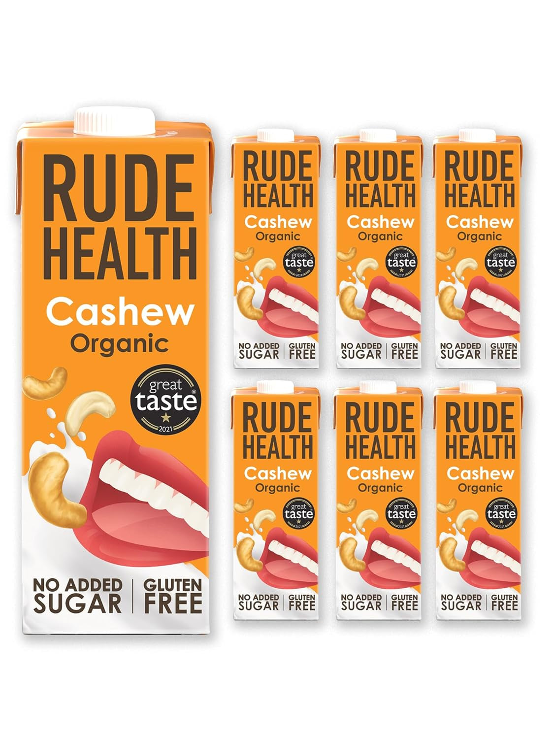 Rude Health 6 x 1 litro Bio-Cashew-Drink, 100% naturale Bio-Getränk, glutenfrei, ungesüßt, preisgekrönt, gesund & vegan, 100% recycelbare Verpackung
