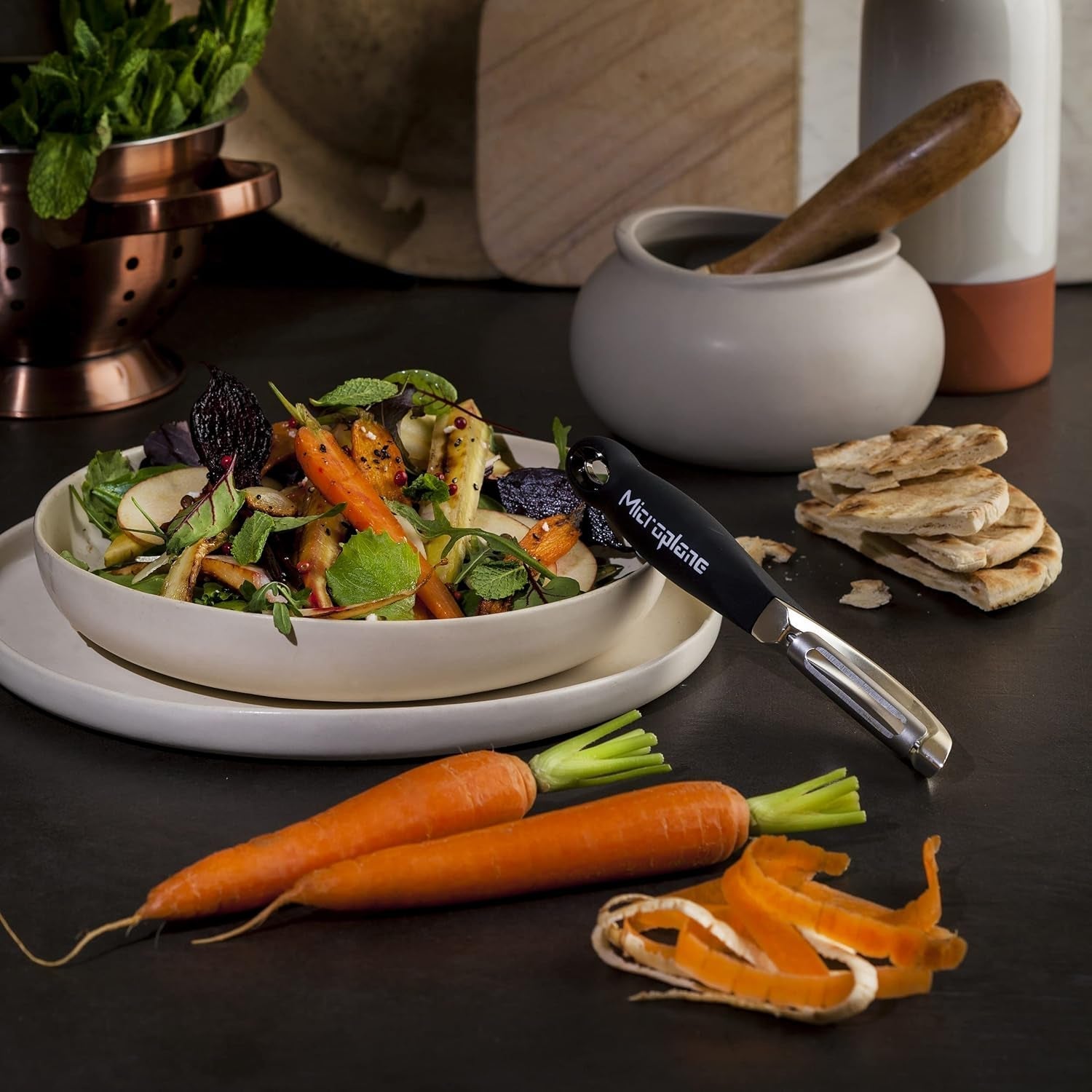 Naty Shop Pelapatate ambidestro professionale a doppia lama in acciaio inox Microplane