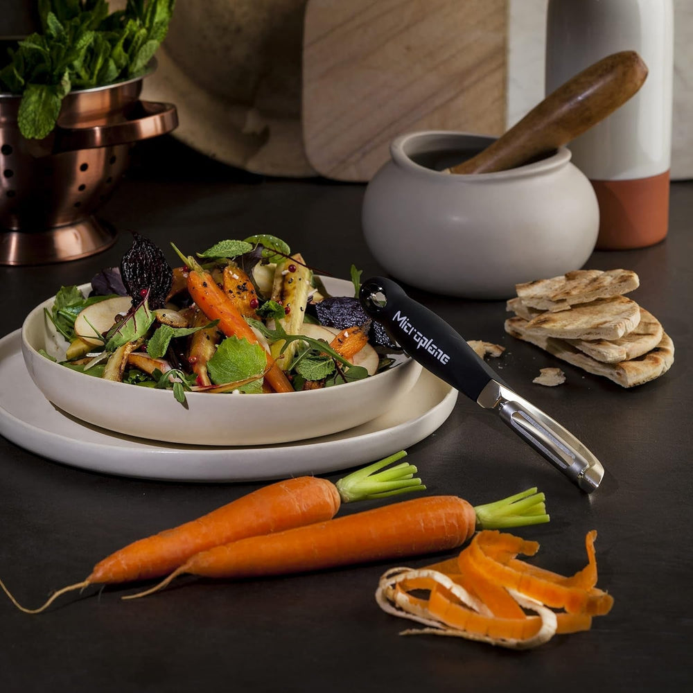 Naty Shop Pelapatate ambidestro professionale a doppia lama in acciaio inox Microplane