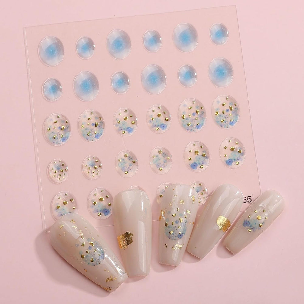 JMEOWIO 6 Blatt 3D Nagelsticker Goldene Unregelmäßige Geometrische Nail Art Sticker Selbstklebend Nagelaufkleber 5D Stereoskopisch Dekoration Nageldesign Zubehör