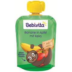 Banana in mela con involucro di biscotti - 16 pezzi (4 confezioni, 4 x 90 g ciascuna), senza zuccheri aggiunti, a base di frutta delicata e cereali integrali, ideali per snack da asporto e da viaggio