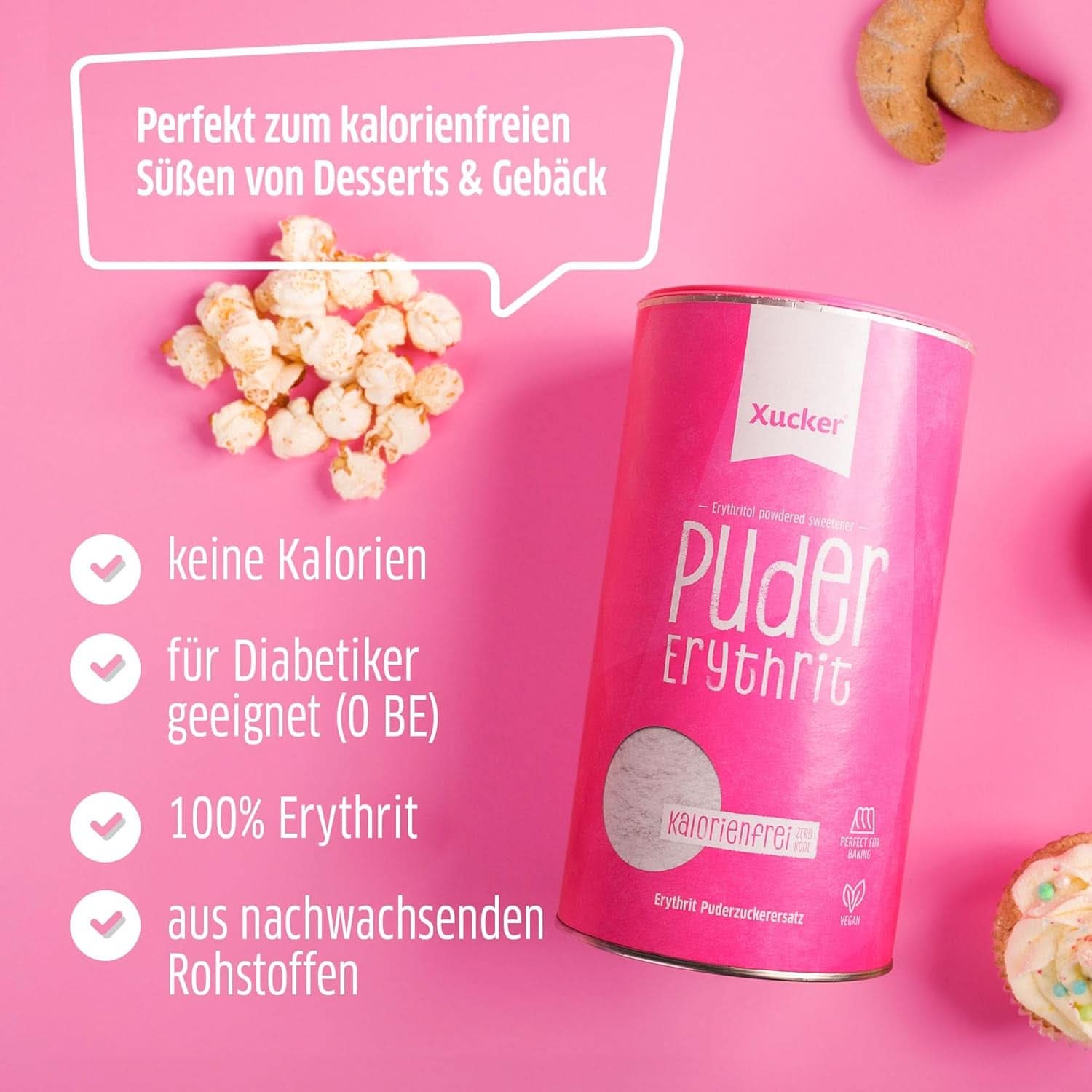 Xucker Zucchero a velo Eritritolo - Sostituto dello zucchero senza calorie, 600 grammi Dolcificanti Naty Shop