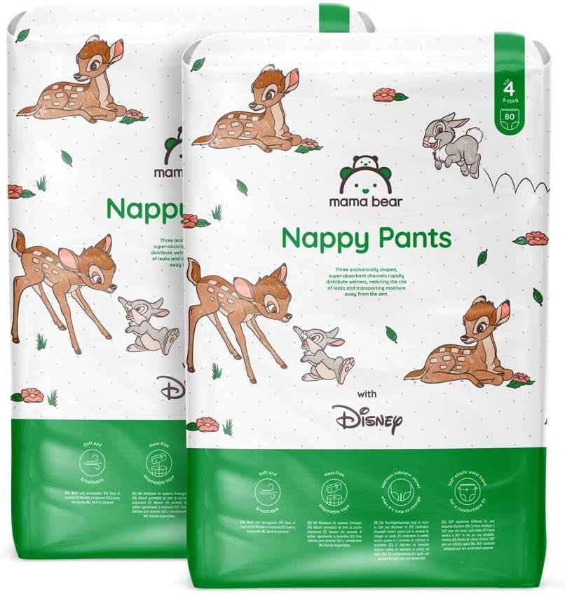 Marchio Amazon: Mama Bear Pannolini Disney, taglia 5 (12-17 kg) - Scatola mensile, bianco, 140 pezzi (2 confezioni da 70)