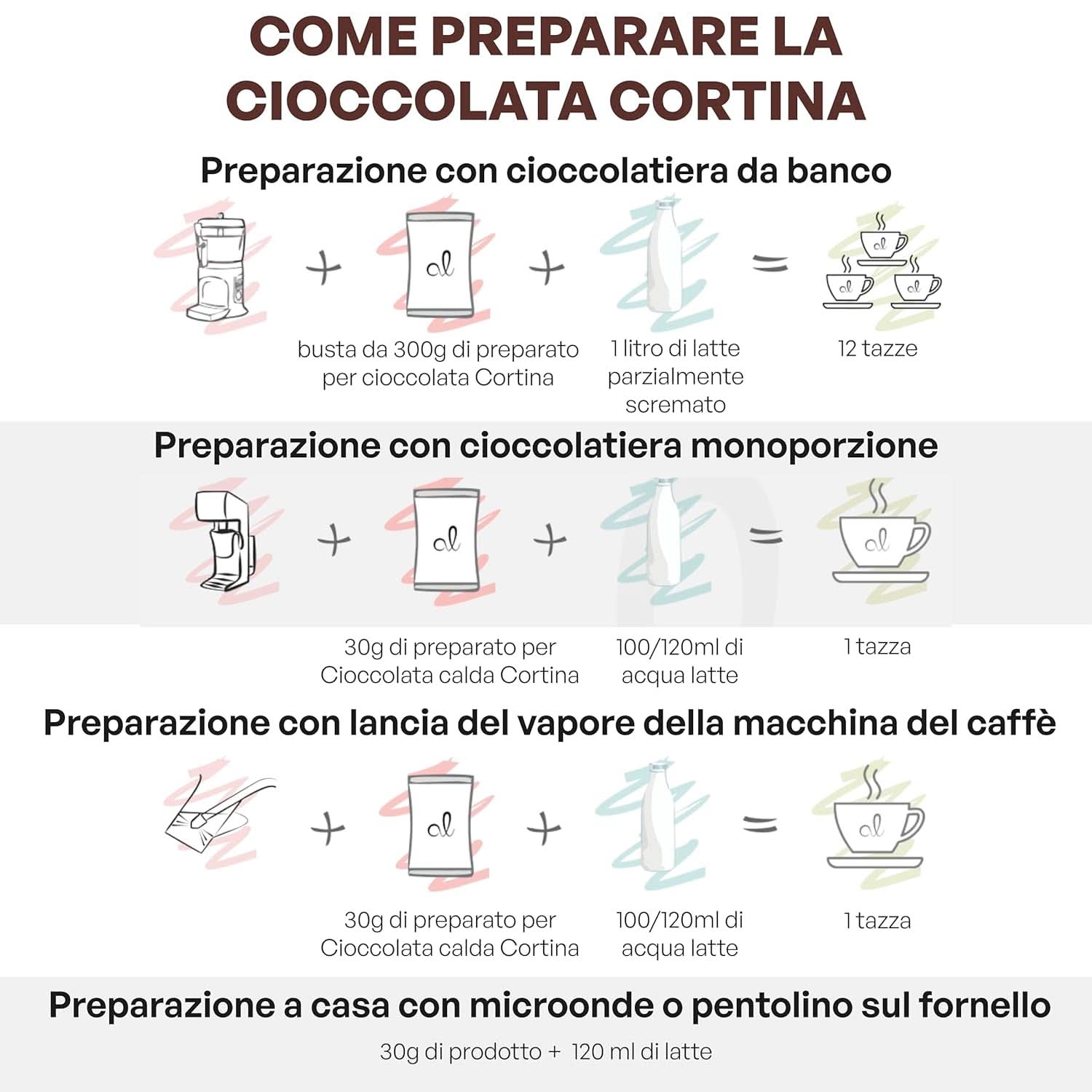 Cioccolata calda Cortina CROSTATA AL CIOCCOLATO AMARO, 15 buste X 30 grammi Cacao e Cioccolata Calda Naty Shop