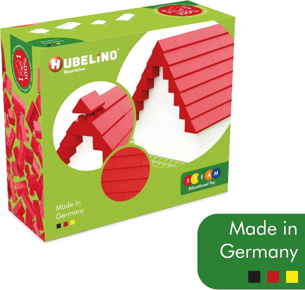 Hubelino 400369 68-teiliges Dachsteine Set, rote Dachziegel, kompatibel mit großen Bausteinen Anderer Hersteller, Made in Germany