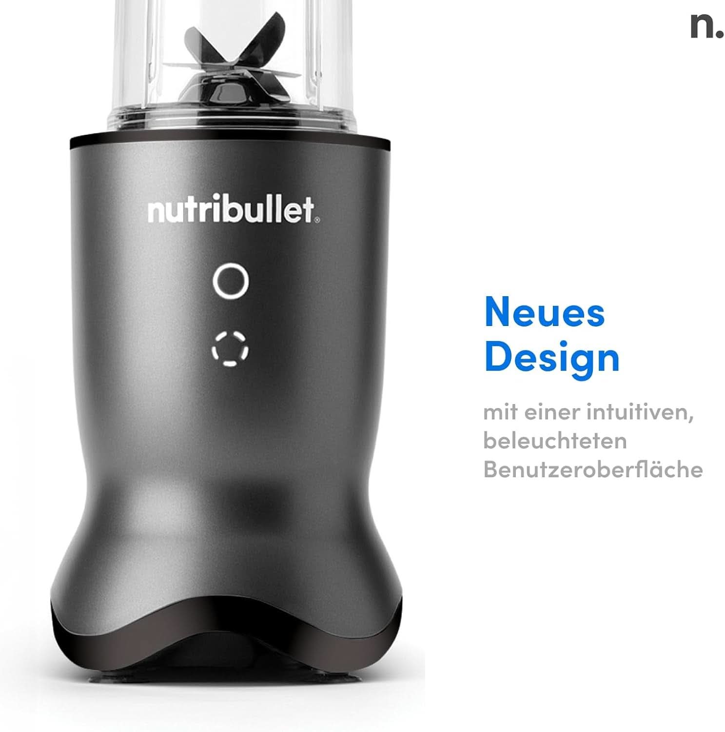 Nutribullet Personal Blender, Der Leistungsstärkste Mixer Für Eine Portion, 1000 Watt und Leiser Motor, 900 Ml Becher Aus Tritan Renew, Leuchtende Touch Bedienknöpfe, Dunkel Grau Bucatarie Naty Shop