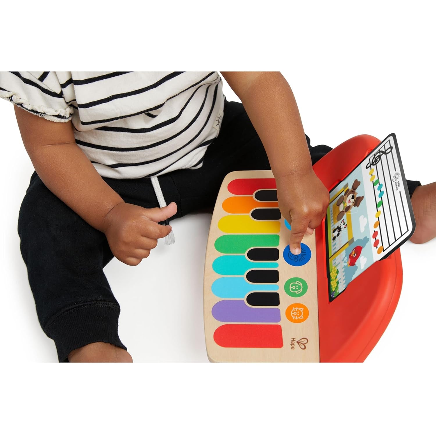 Baby Einstein 12577 Hape Cal's First Melodies Magic Touch Piano Pian muzical de jucărie din lemn cu 3 foi muzicale, 6 melodii, de la 6 luni, multicolor, 1 bucată (pachet de 1) Jucarii Bebe Naty Shop
