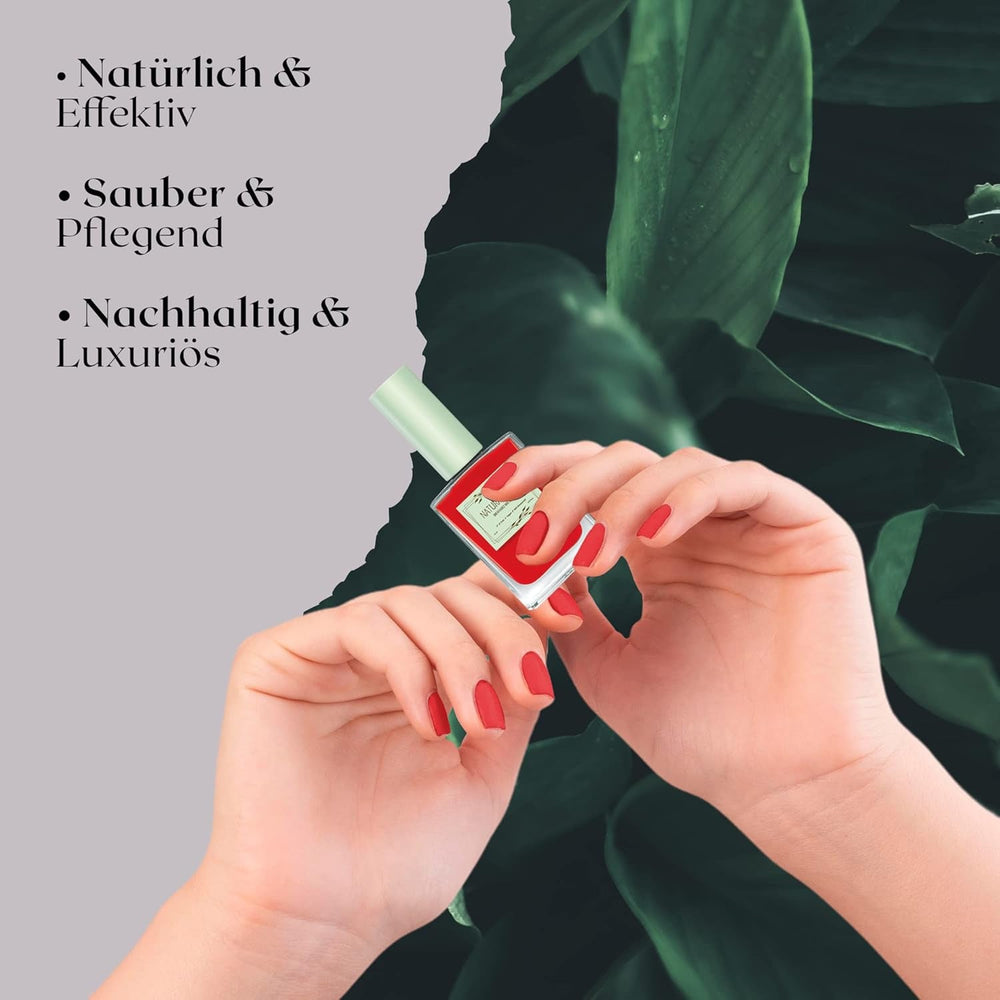 Smalto rosso ad asciugatura rapida (Poppy Red) - smalto naturale con formula vegana - traspirante, sostenibile e di lunga durata, 14 ml