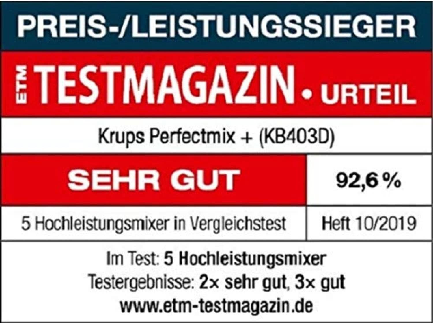 Krups KB403D Perfectmix + Hochleistungsstandmixer | 1.200 W| 28.000 giri al minuto | Contenitore per bicchiere da 2 litri | 3 programmi preimpostati | Powelix- Tecnologia | Edelstahl/Dunkelgrau Cucina Naty Shop