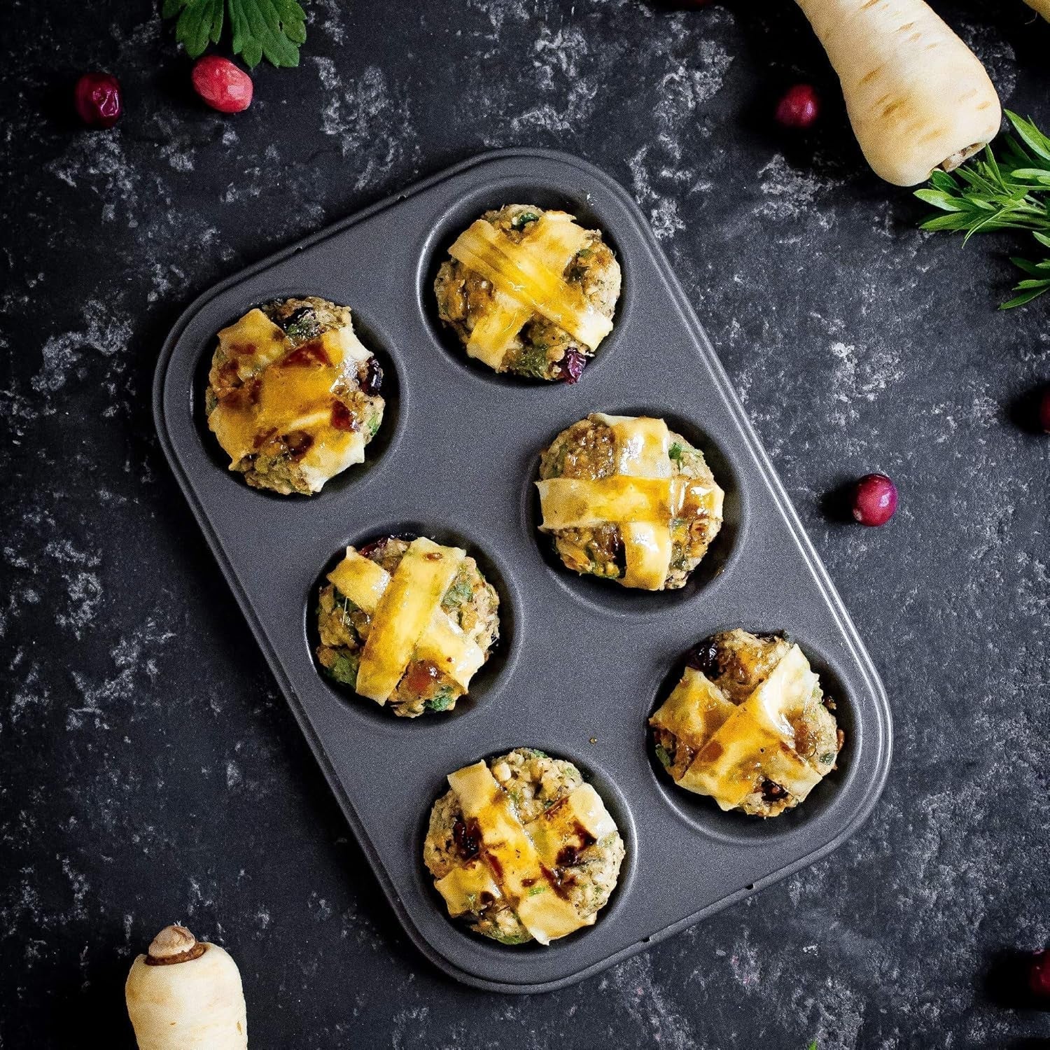 Masterclass 6-Loch-Muffinblech Mit PTFE-, PFOA- Und Bpa-Freiem Antihaftbeschichtung, Robustes 1Mm Dickes Karbonstahlblech, 27 X 18Cm Cupcake-Form Stampi e vassoi per dolci Naty Shop