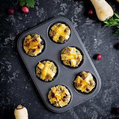 Masterclass 6-Loch-Muffinblech Mit PTFE-, PFOA- Und Bpa-Freiem Antihaftbeschichtung, Robustes 1Mm Dickes Karbonstahlblech, 27 X 18Cm Cupcake-Form Stampi e vassoi per dolci Naty Shop