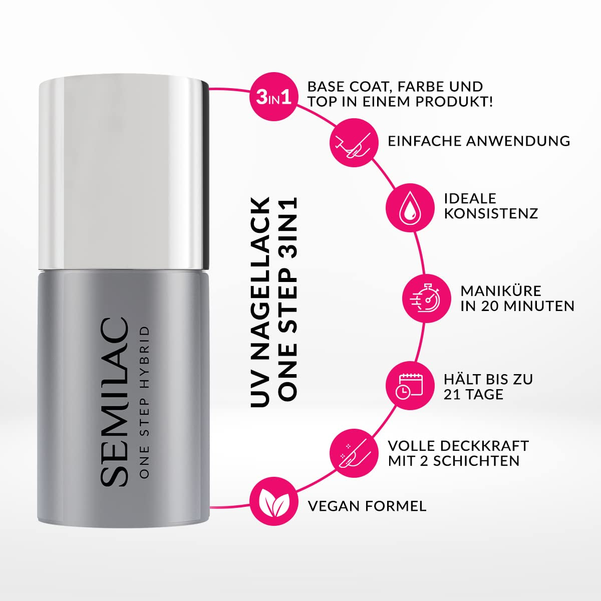 Oja UV Semilac One Step 3 in 1 S251 Crema di cocco 7ml
