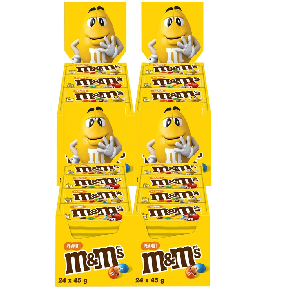 M&M's Confezione sfusa di cioccolato alle arachidi 24 x 45 g di lenticchie al cioccolato aromatizzate alle arachidi regalo al cioccolato (1080 g) ideali come dolcetto a tema calcistico