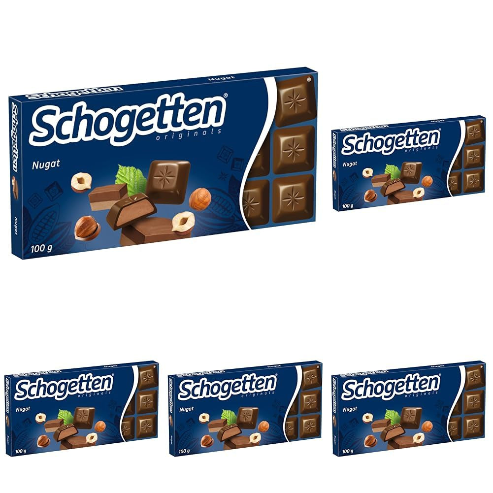 Tavoletta di cioccolato Schogetten Nougat 100g, porzionata singolarmente. Una delizia. Pezzo per pezzo.