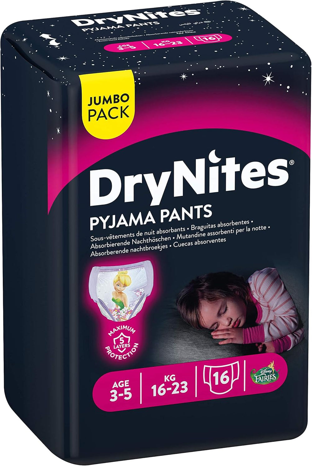 Indumenti da notte per ragazze Huggies DryNites, 3-5 anni (16-23 kg), 2 x 16 pezzi