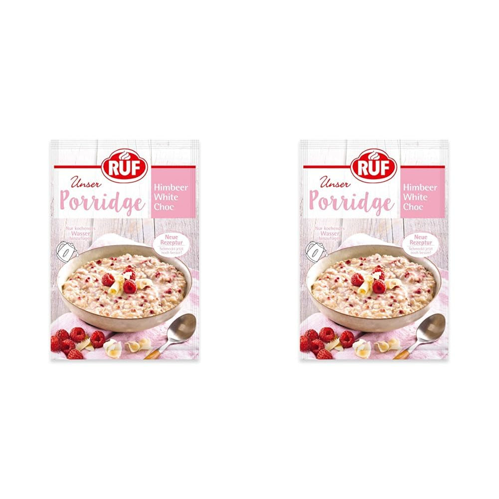 Farina d'avena istantanea RUF con fragole e vaniglia, un pasto estivo con avena pronto in 3 minuti, 1 busta x 65g