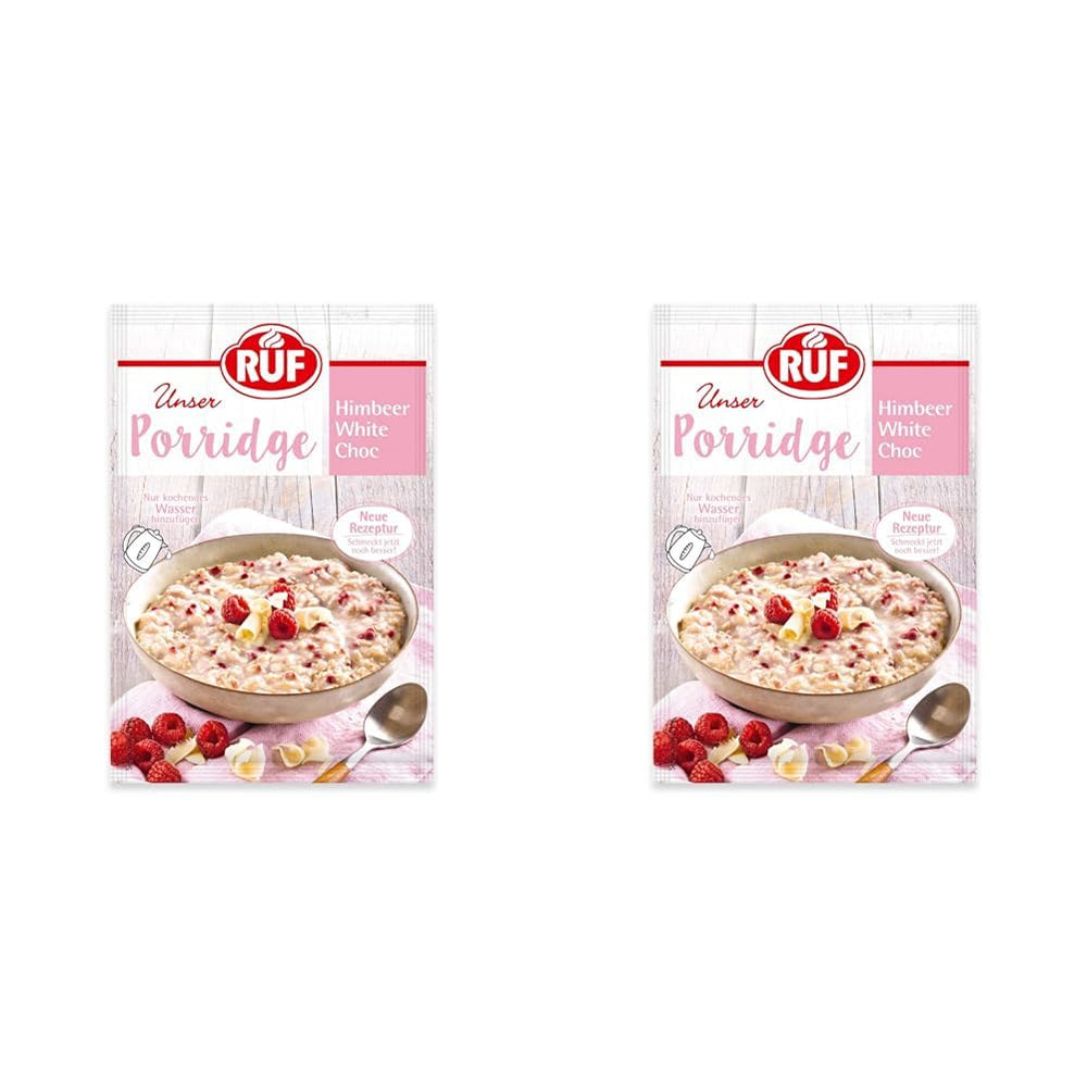 Farina d'avena istantanea RUF con fragole e vaniglia, un pasto estivo con avena pronto in 3 minuti, 1 busta x 65g
