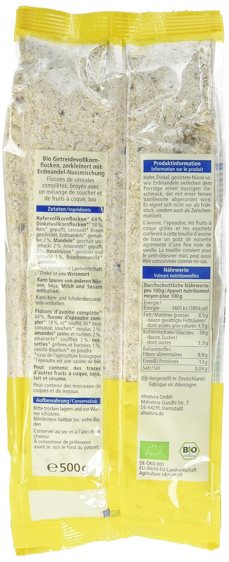 Base per porridge di avena e farro biologico, 500 g (confezione da 3)