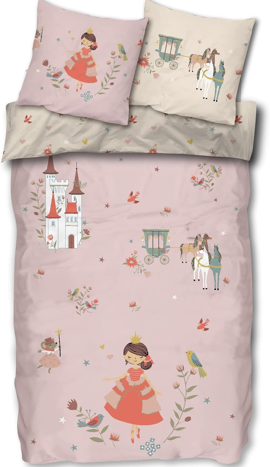 Skybrands Bettwäsche Prinzessin 135X200 [Mit Beutel] Einhorn Mädchen Bettwäsche Baumwolle 2 TLG. 1X Bettbezug 1X Kissenbezug Naty Shop Titolo predefinito