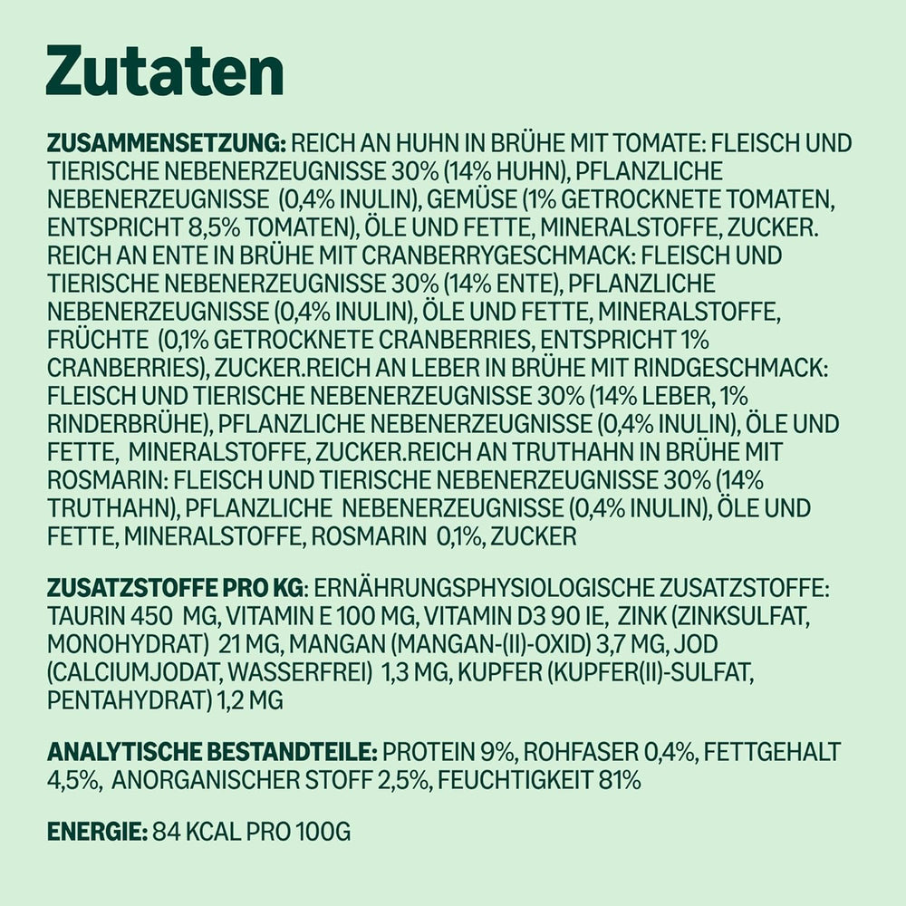 hrană umedă pentru pisici de la Amazon, fără cereale, pentru pisici adulte, selecție de carne în bulion, 4,76 kg, 56 de pachete a câte 85 g (anterior Lifelong)