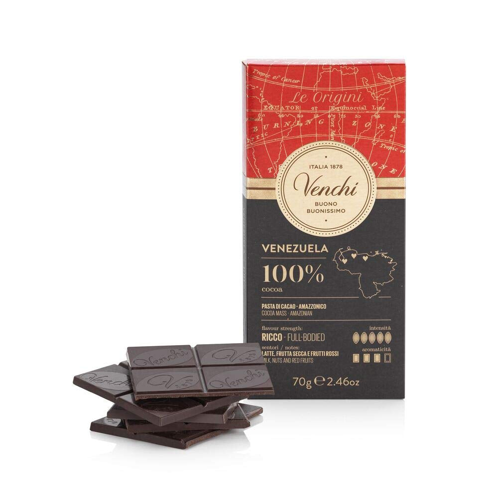 Venchi - Tavoletta Cioccolato 85%, 70g - Con croccanti fave di cacao tostate - Senza Glutine - Vegan