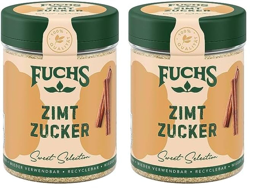 Fuchs Gewürze - Zimt Zucker - Klassiches Gewürz für Milchreis, Pfannkuchen oder Wafeln - aus natürliche Ingredient - 100 g in wiederverwendbarer, recyclebarer Dose