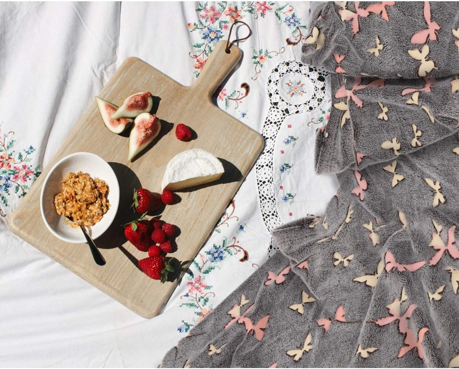 Kanguru Copriletto Glow Coperta Glow in the Dark Coperta Farfalla Coperta Morbida 130X150Cm Copridivano Luminoso. Coperta per bambini Glow in the Dark, grigia Letti e coperte Besuche den Kanguru-Store