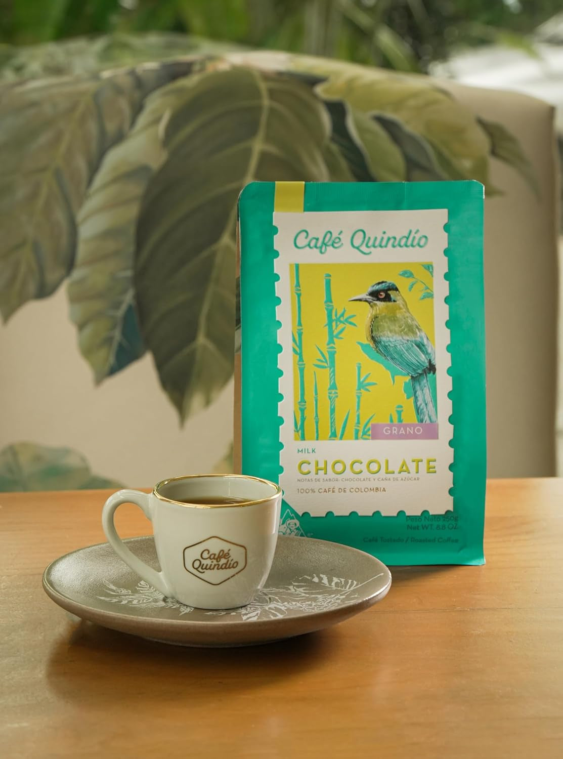 Cafe Quindio Specialty Coffee - boabe de cafea 100% Arabica, Columbia - cu note naturale de aromă de ciocolată cu lapte (250g) - ideală pentru cafea filtrată, aparate portafilter sau aparate de cafea complet automate