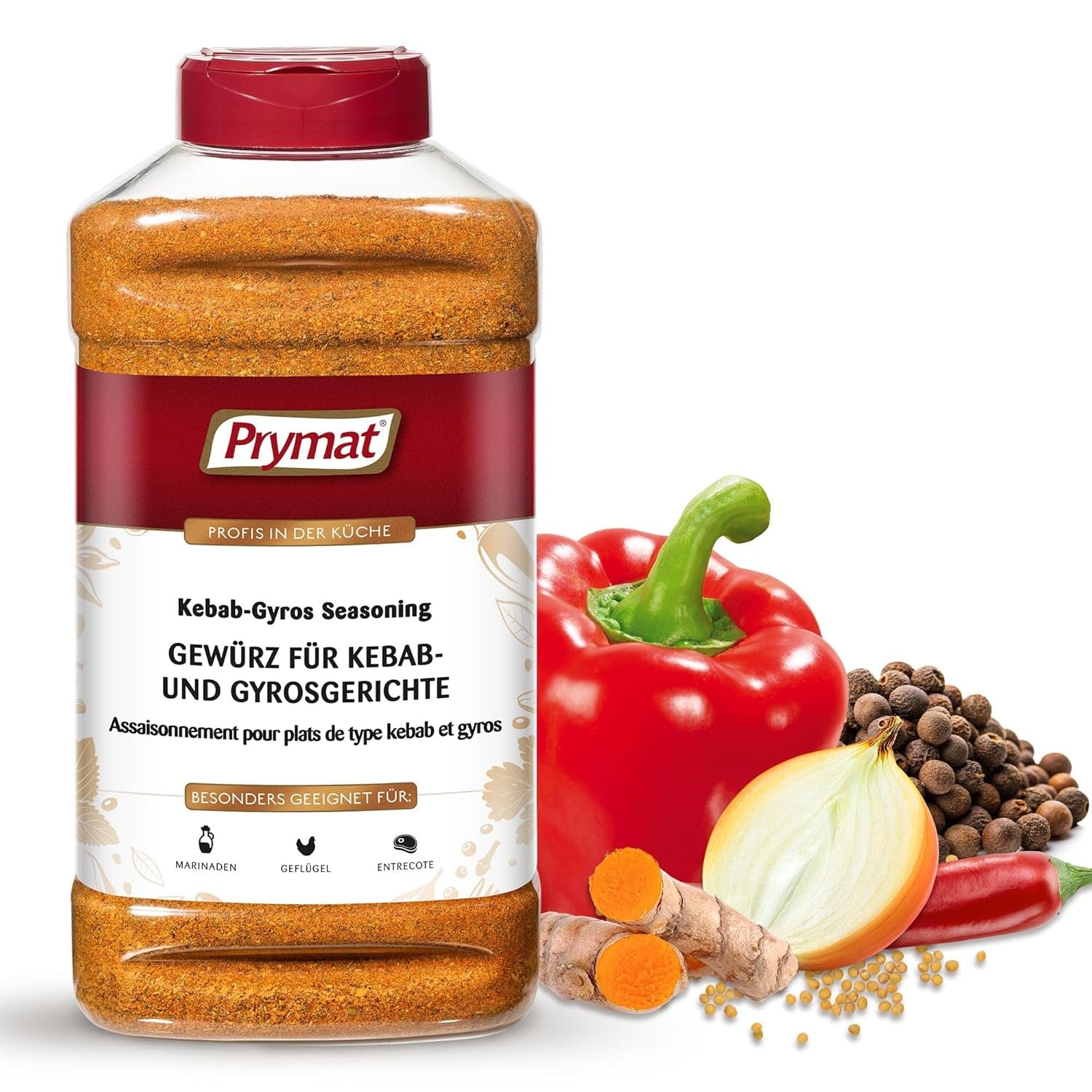 Prymat Gyros Gewürzmischung 900g – miscela aromatica e speziata per Döner, Kebab, pollo, agnello e piatti alla griglia – ideale per grigliare, arrostire e condire piatti di carne mediterranei