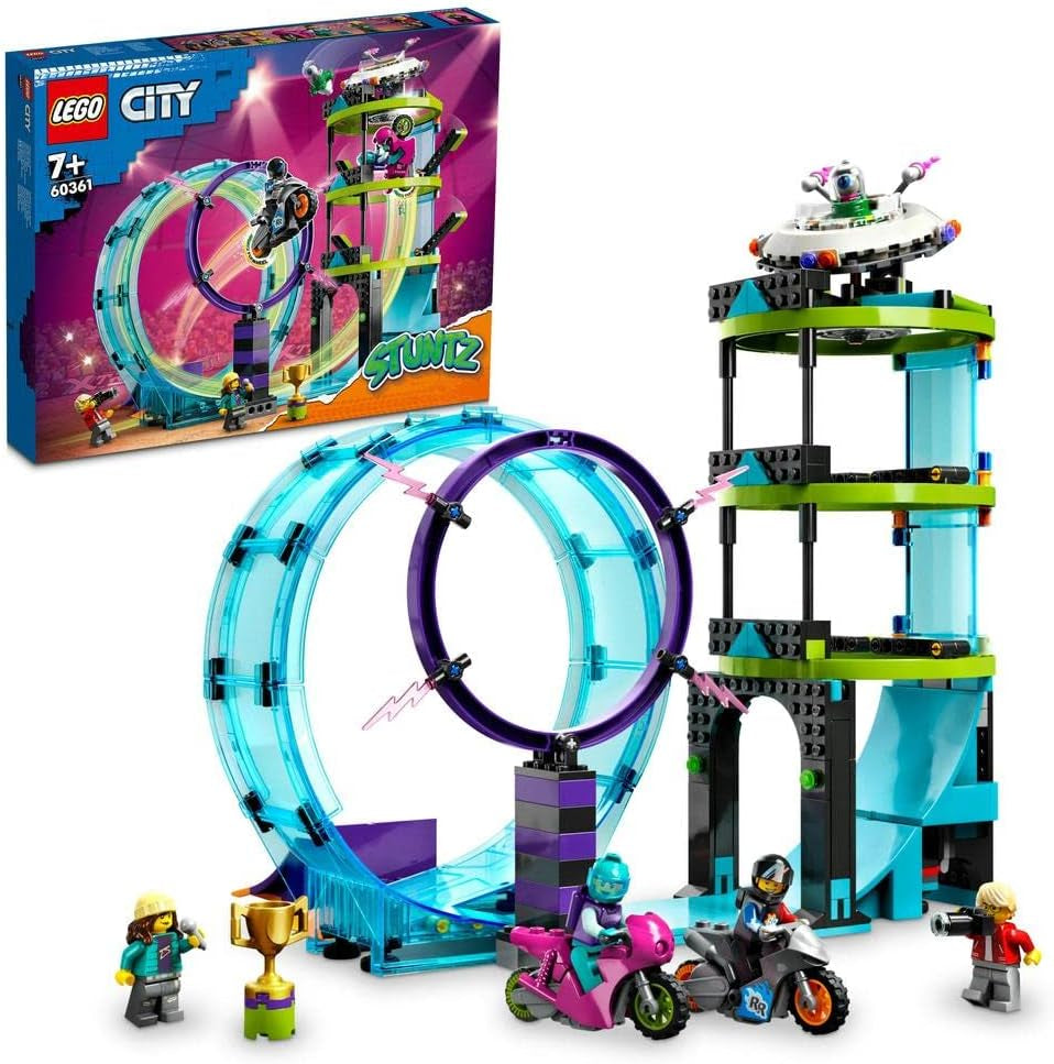 LEGO City Stuntz Ultimate Stunt Rider Challenge 60361 Acrobazie 3 in 1 per 1 o 2 giocatori con motociclette giocattolo a 2 ruote per bambini Set 2023 Set di costruzione Besuche den LEGO-Store Single