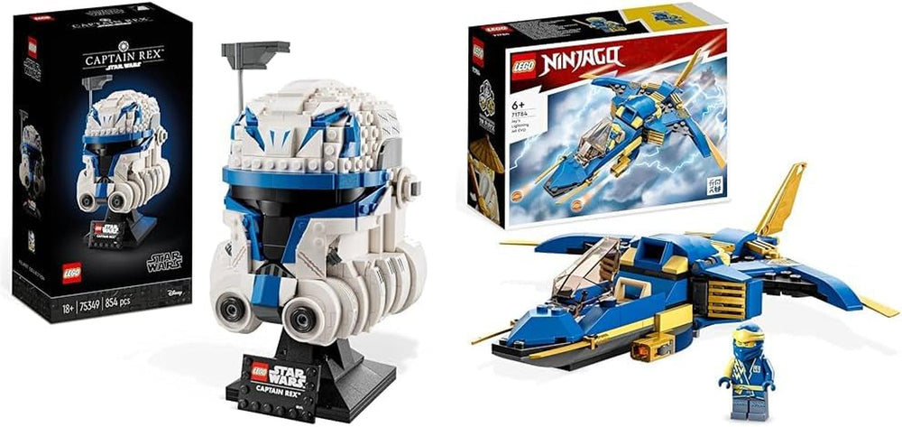 LEGO 75349 Star Wars Set Casco Capitano Rex Clone Wars Serie di Modelli da Collezione 2023 Pezzo di Ricordo e Idea Regalo Set di Costruzioni Acquista il Pacchetto LEGO-Store con il Thunder Jet Evo di Jay,