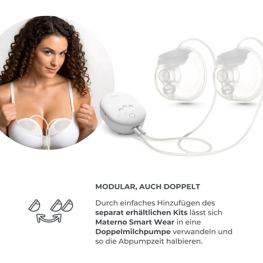 Nuvita Materno Smart Wear 1287W - Tiralatte elettrico portatile a mani libere - Tecnologia trifase, personalizzabile, portatile, disponibile kit conversione tiralatte doppio Accessori Alimentazione e Allattamento Bebe Naty Shop