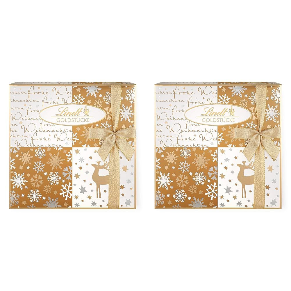 Cioccolata Lindt | Scatola di praline in pezzi d'oro | 180 g| 18 praline in 10 assortimenti come pregiato assortimento di praline, alcune con alcol | Confezione regalo premium con praline natalizie