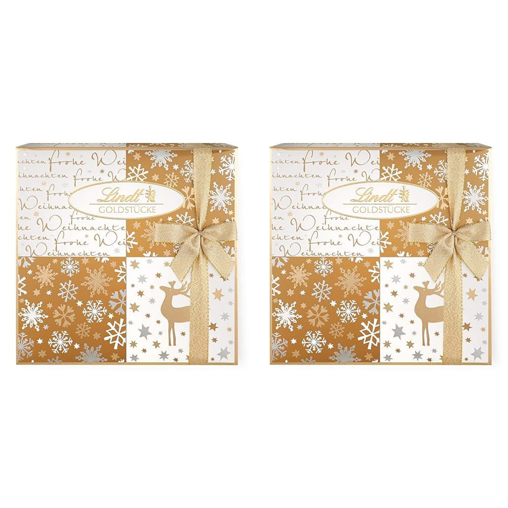 Cioccolata Lindt | Scatola di praline in pezzi d'oro | 180 g| 18 praline in 10 assortimenti come pregiato assortimento di praline, alcune con alcol | Confezione regalo premium con praline natalizie