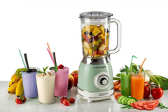 Ariete Vintage 583 Mixer in vetro, retrò, miscelatore multifunzione con 4 pentole, 4 maniglie + funzione a impulsi, funzione tritaghiaccio, alimentatore da 1,5 litri, 1000 W, verde Kitchen Naty Shop