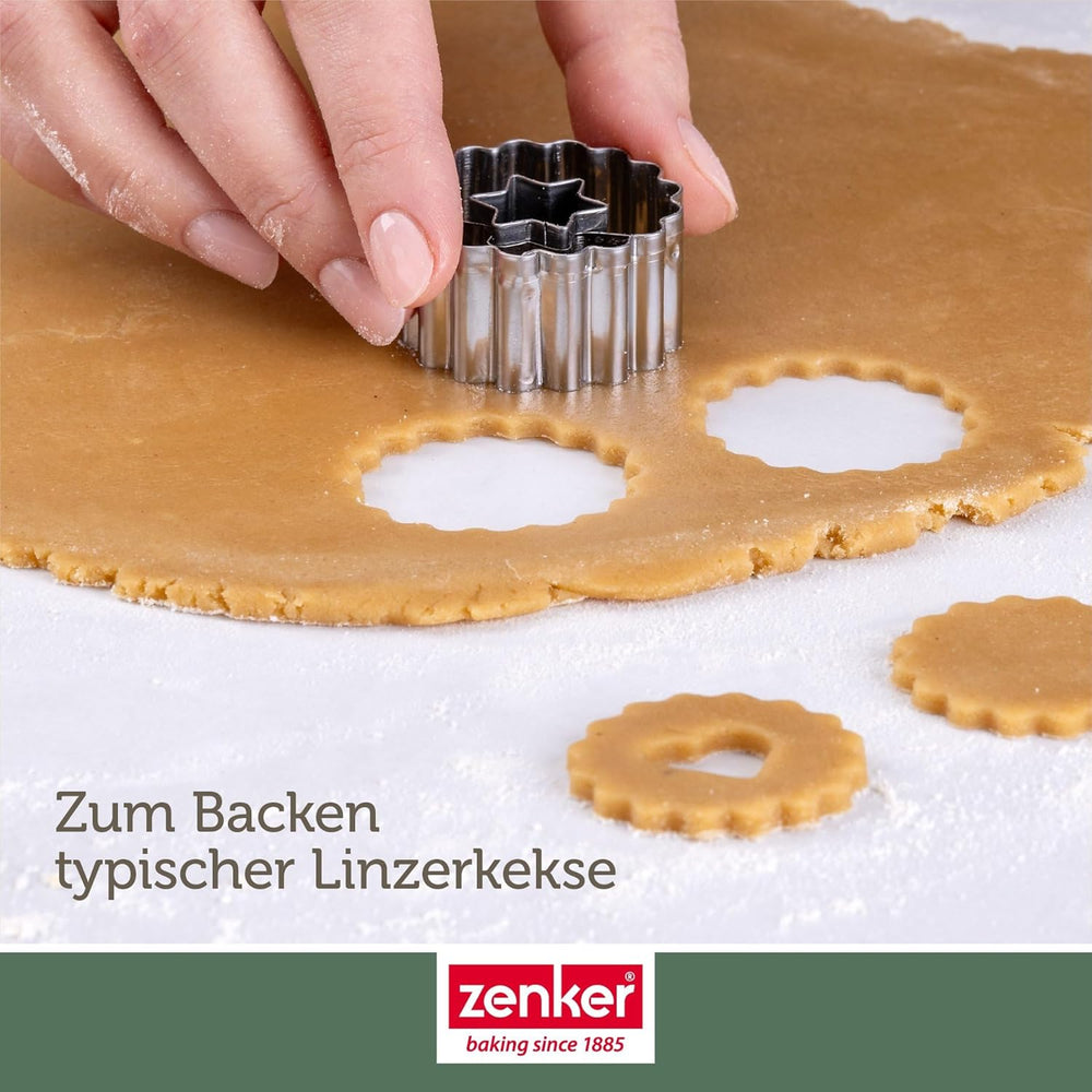 Zenker Ausstecher-Set Linzer Herz und Stern aus Edelstahl – Perfekt für Weihnachtskekse, 3-teilig, inkl. Geschenkverpackung, spülmaschinengeeignet und rostfrei – The Christmas Candy Shop