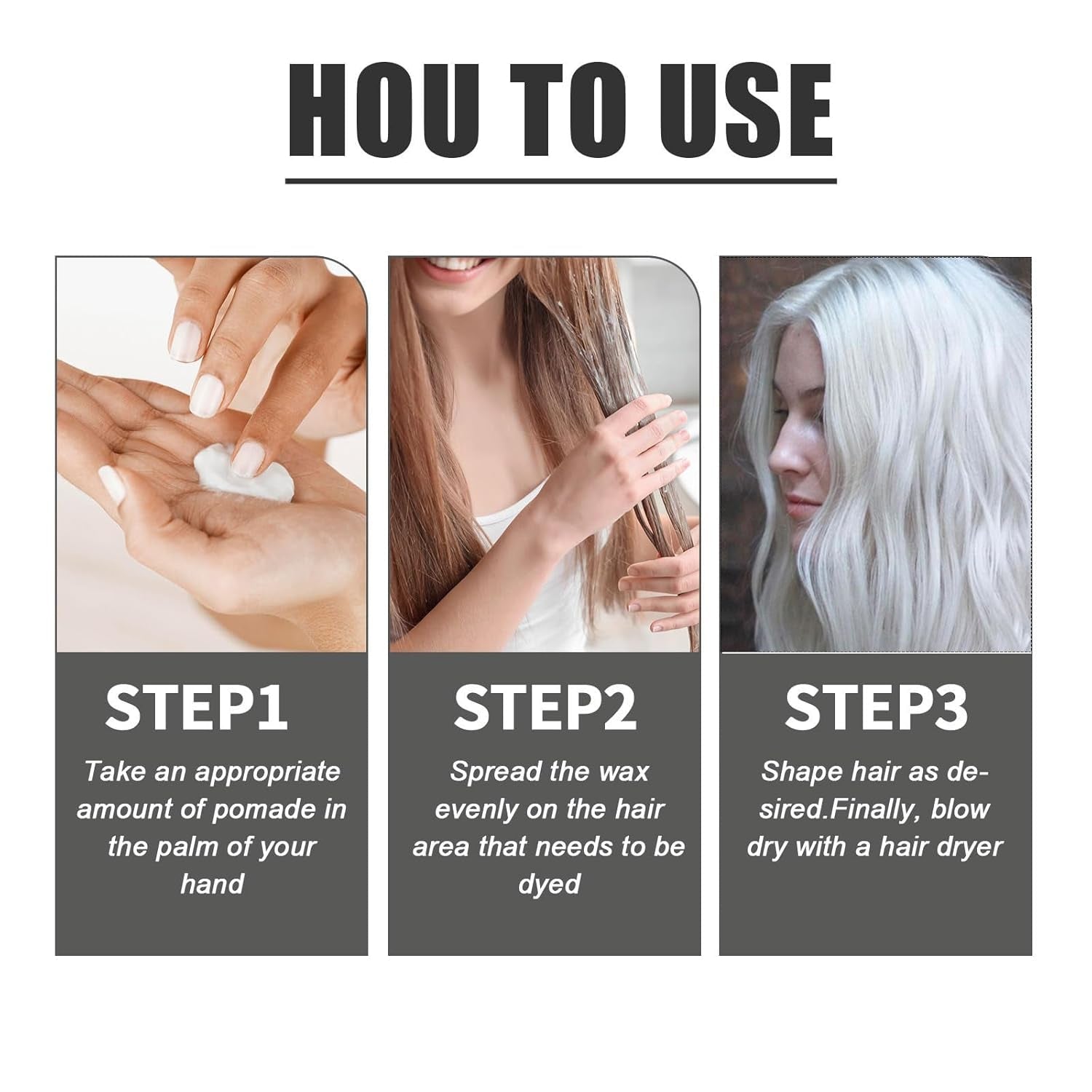 Vopsea de păr albă naturală, Vopsea de ceară de păr albă, Vopsea de păr naturală unisex albă, Vopsea de păr albă, Ceară de păr pentru petrecere Cosplay Halloween, Vopsea de păr Ceară de păr pentru petrecere, 30ML Vopsea pentru par Naty Shop