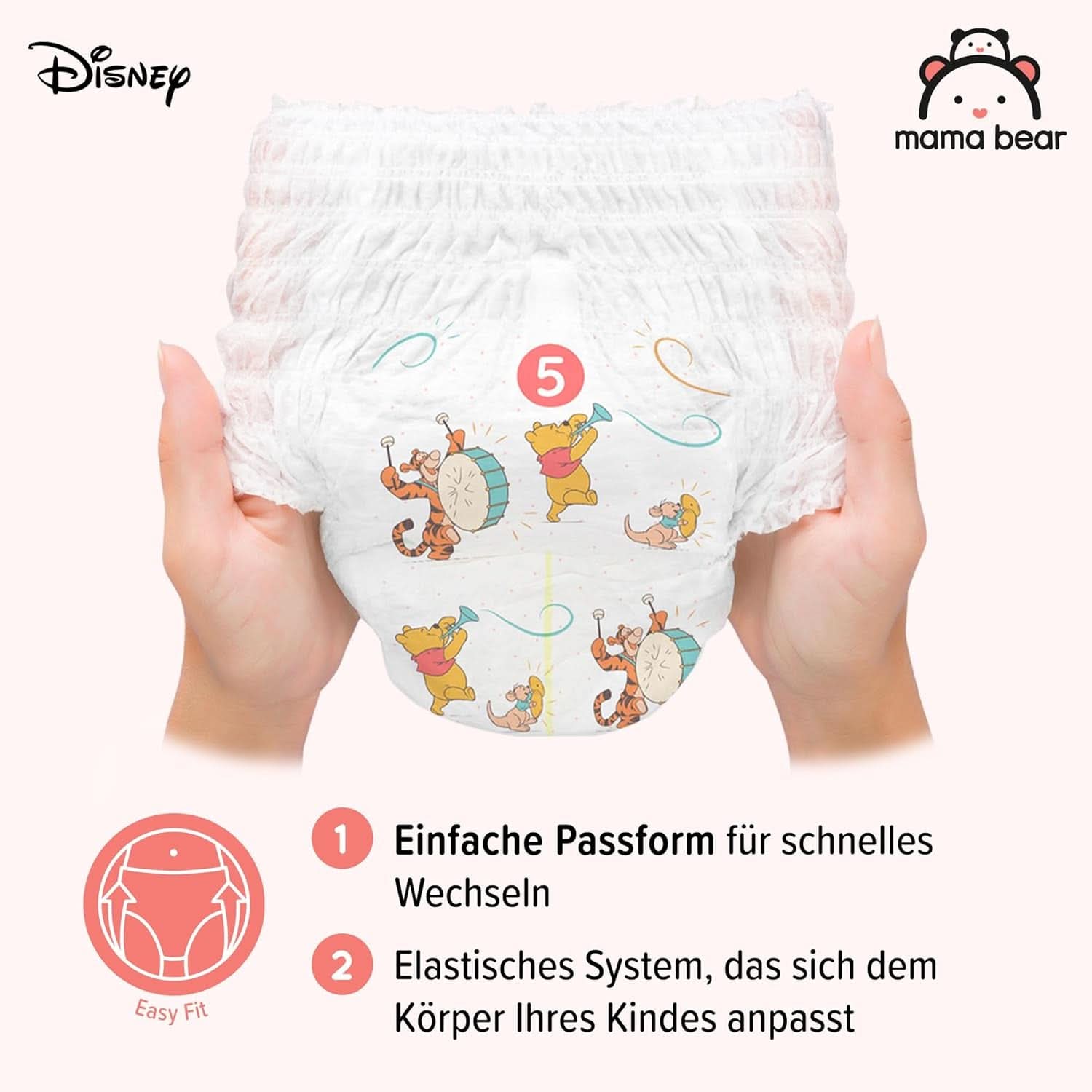 Pannolini Mama Bear Disney, taglia 5 (12-17 kg), bianco, 70 pezzi Mamma e Bambino Naty Shop