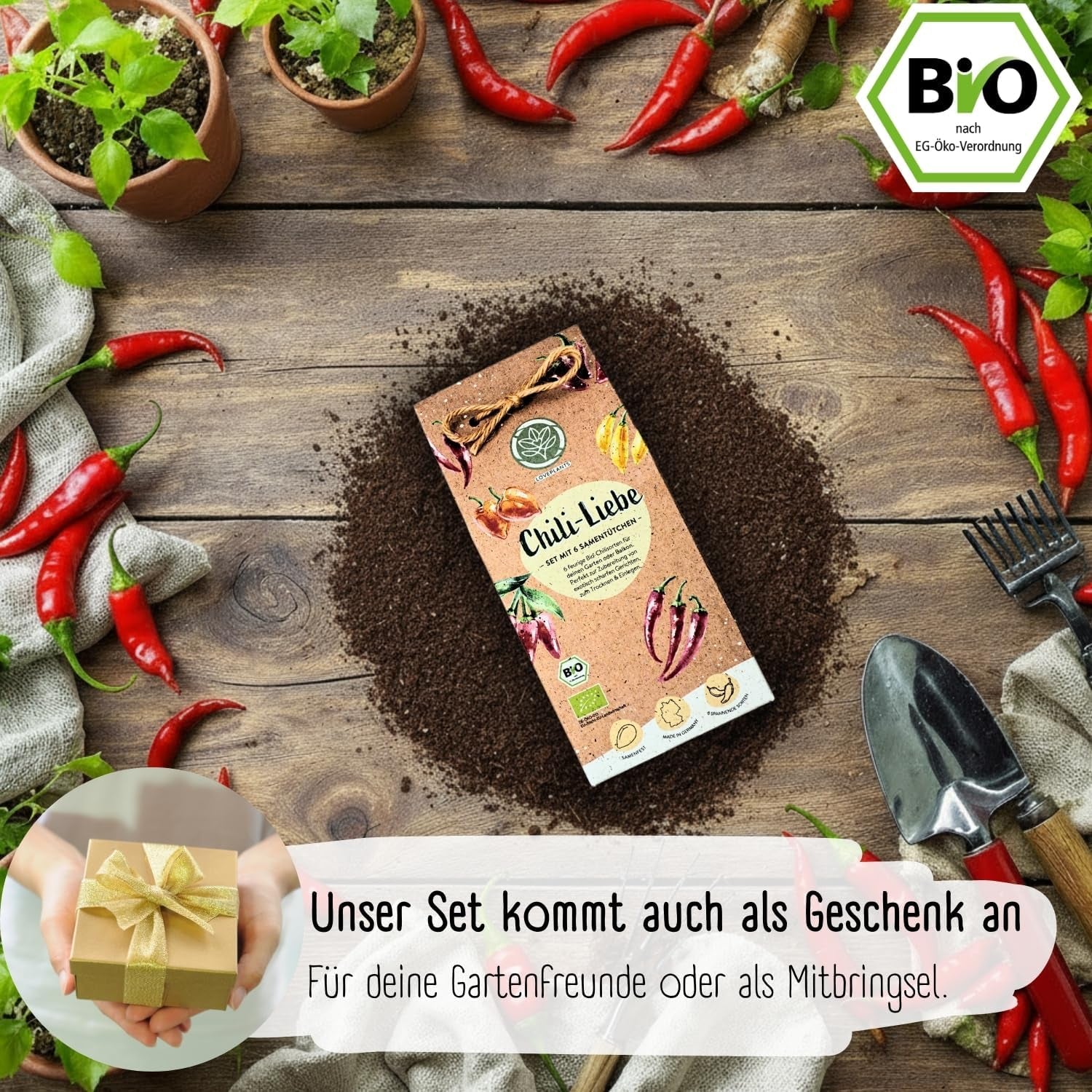Set di semi di peperoncino biologico - 6 semi di peperoncino biologico, da lieve a estremamente piccante, qualità senza impollinazione | dal piccante Habanero alle varietà di peperoncino colorate e tradizionali - Pepperoni Seeds