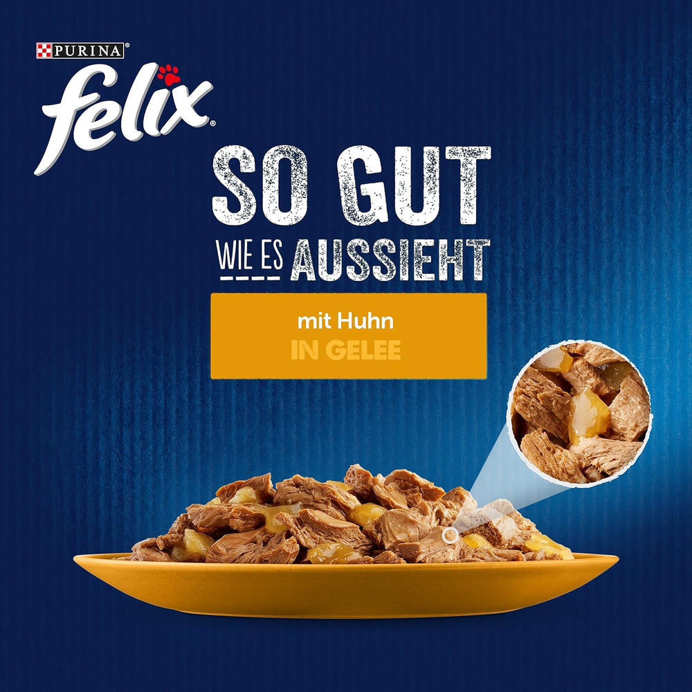 Felix As Good As It Looks Hrană umedă pentru pisici în jeleu cu pui, pachet de 26 (26 x 85g)