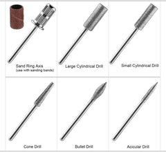 Burghiu de unghii diamantat MWOOT pentru pile de unghii electrice cu mâneci de șlefuit benzi de șlefuit, burghie de unghii, accesorii pentru unghii artificiale, îndepărtarea cuticulelor